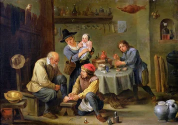 Chirurg, der den Fuß eines alten Mannes versorgt